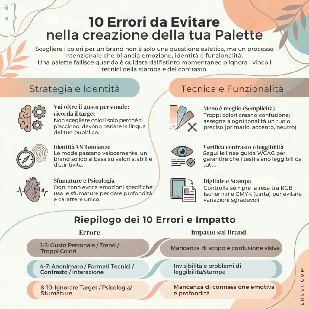 Errori comuni nella creazione di una palette colori