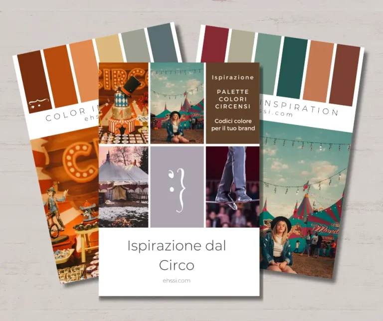 Ispirazione dal circo Anteprima Freebie Palette colori ispirazioni dal circo: copertina e due pagine